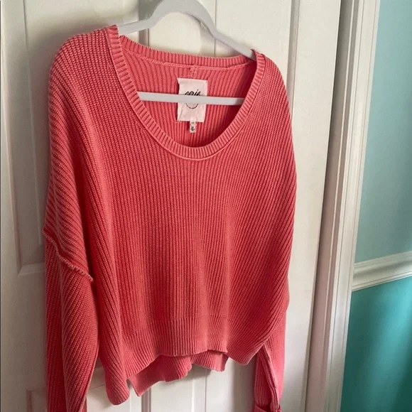 NWOT Aerie Coral Crew Neck Sweater - Picture 3 of 5